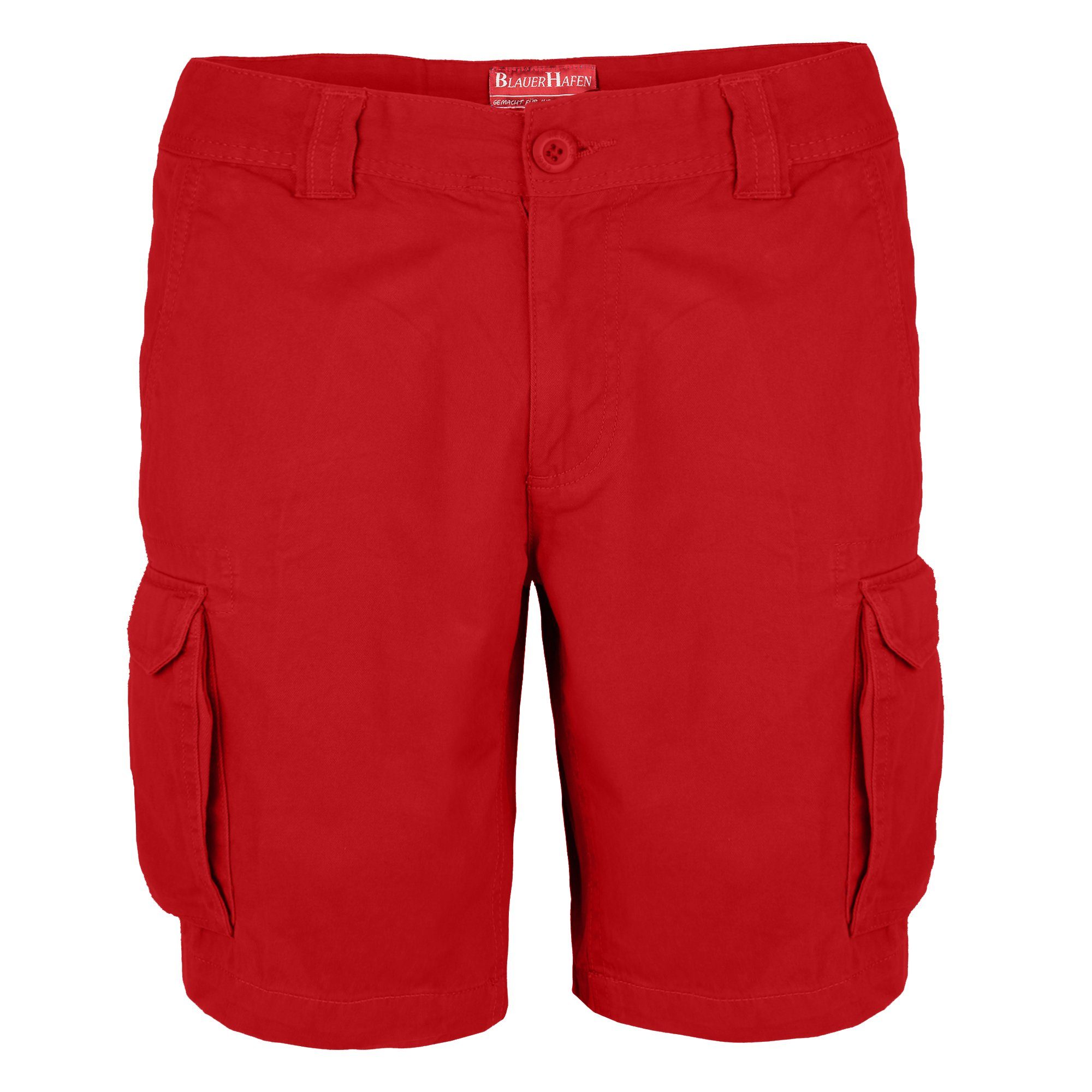 BlauerHafen Cargoshorts Herren Cargo Shorts 100% Baumwolle Hose Normale Passform Bermuda Rot