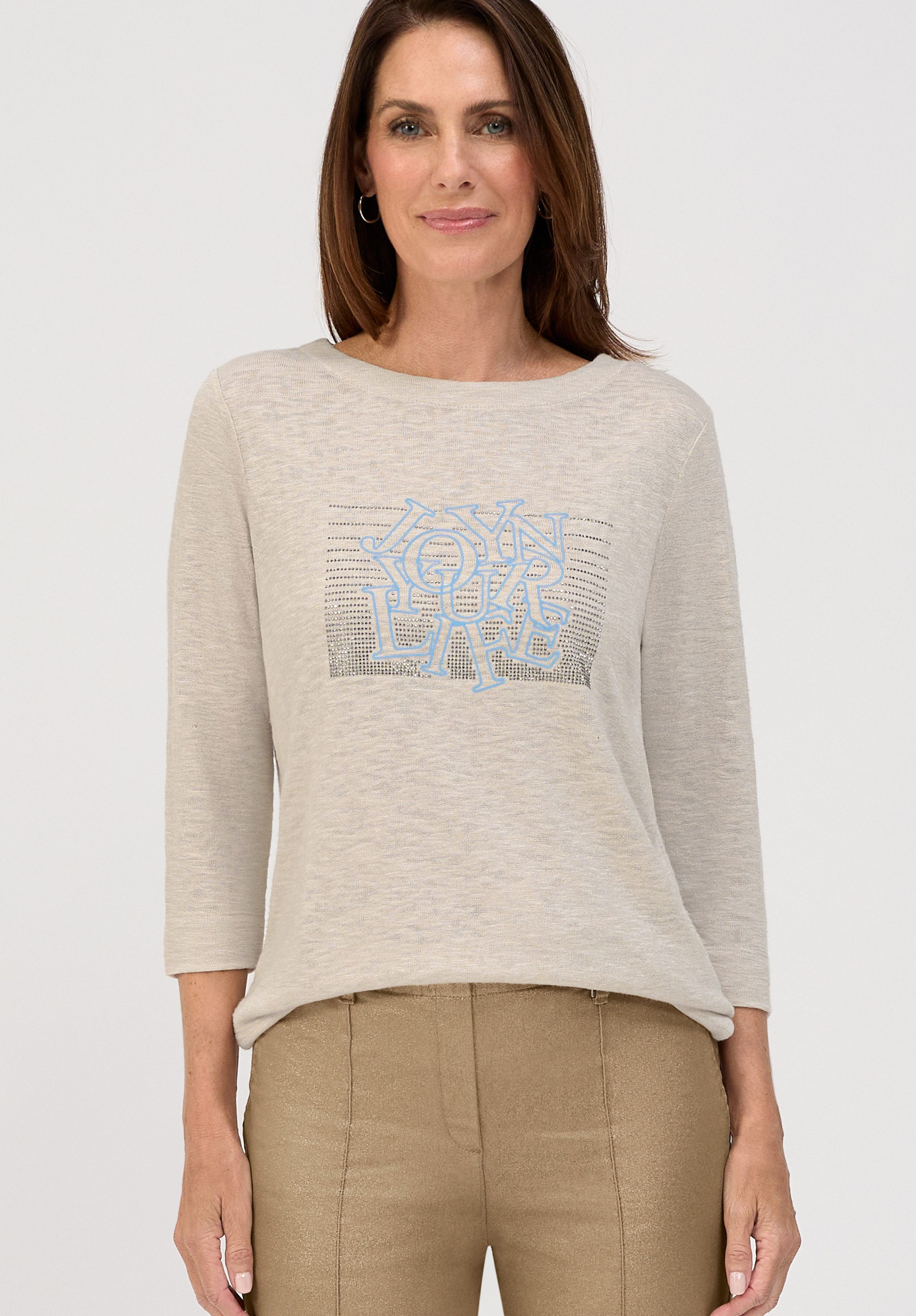 bianca Print-Shirt DINI in leichtem Feinstrick mit Wording-Print