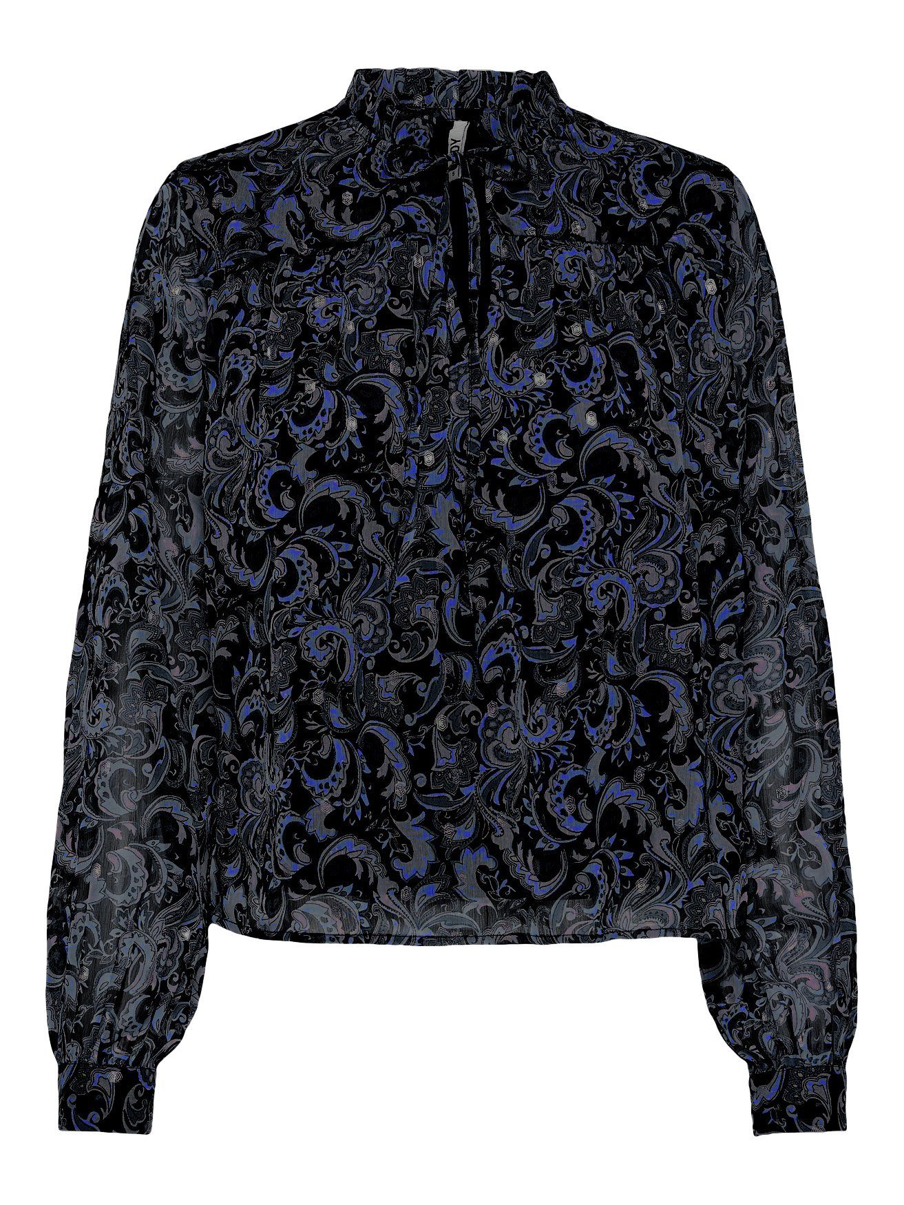 Muster JDYEMILY de Blusenshirt Top Paisley 4560 Blau V-Neck Langarm in Tunika Bluse YONG Print JACQUELINE