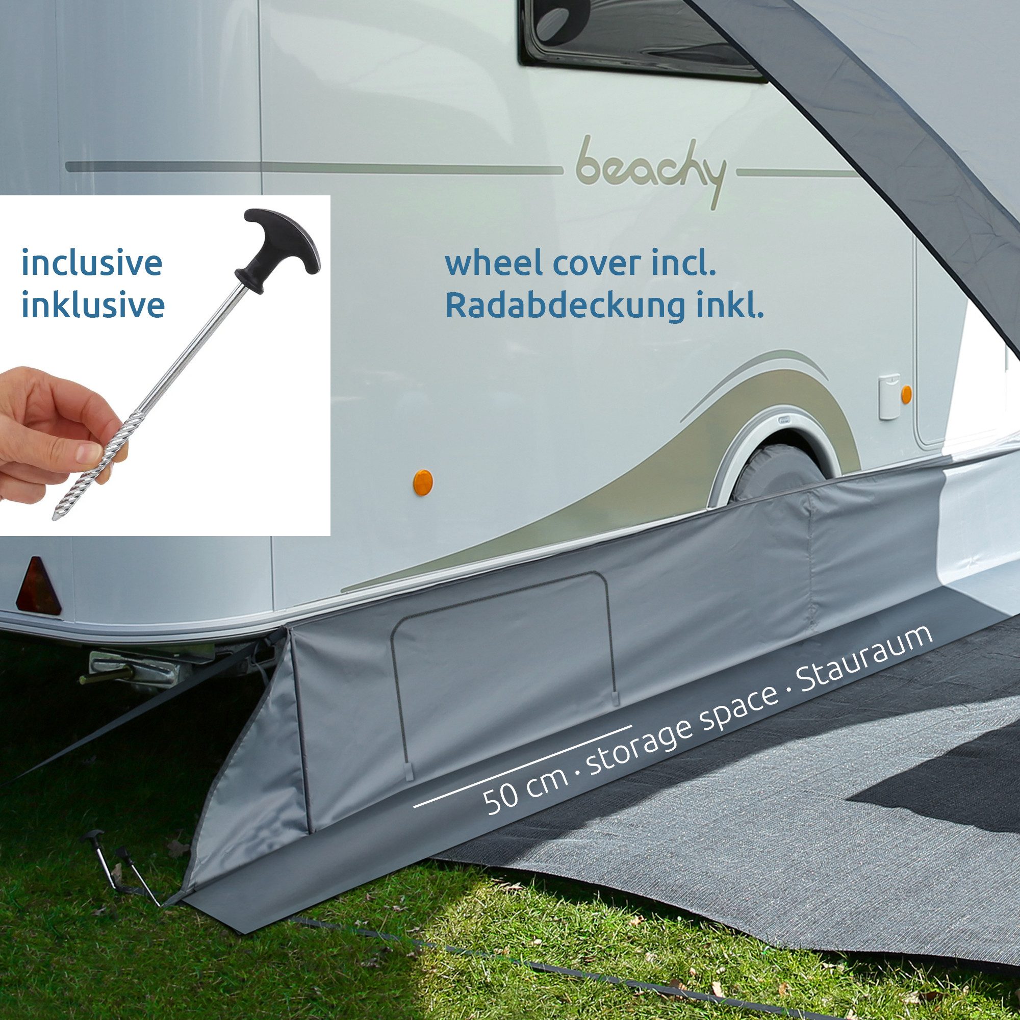 yourGEAR Bodenschutzplane your GEAR Bodenschürze Brela – Windschürze für Hobby Beachy 450