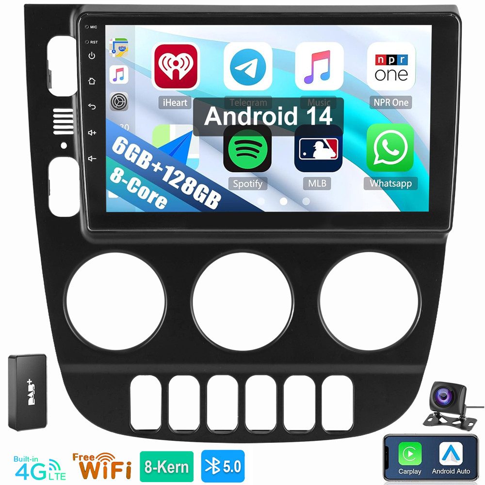 ESSGOO 6+128G Für Mercedes-Benz M-Klasse W163 ML 1998-2005 Autoradio (RDS, Digitalradio (DAB), FM, AM, Carplay Android Auto GPS Navi WIFI BT 4G LTE)