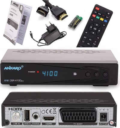 Ankaro ANKARO DSR 4100 Plus mit PVR Aufnahmefunktion + HDMI Kabel SAT-Receiver (Timeshift, für Satelliten TV, SCART, UNICABLE, HDMI, Full HD)