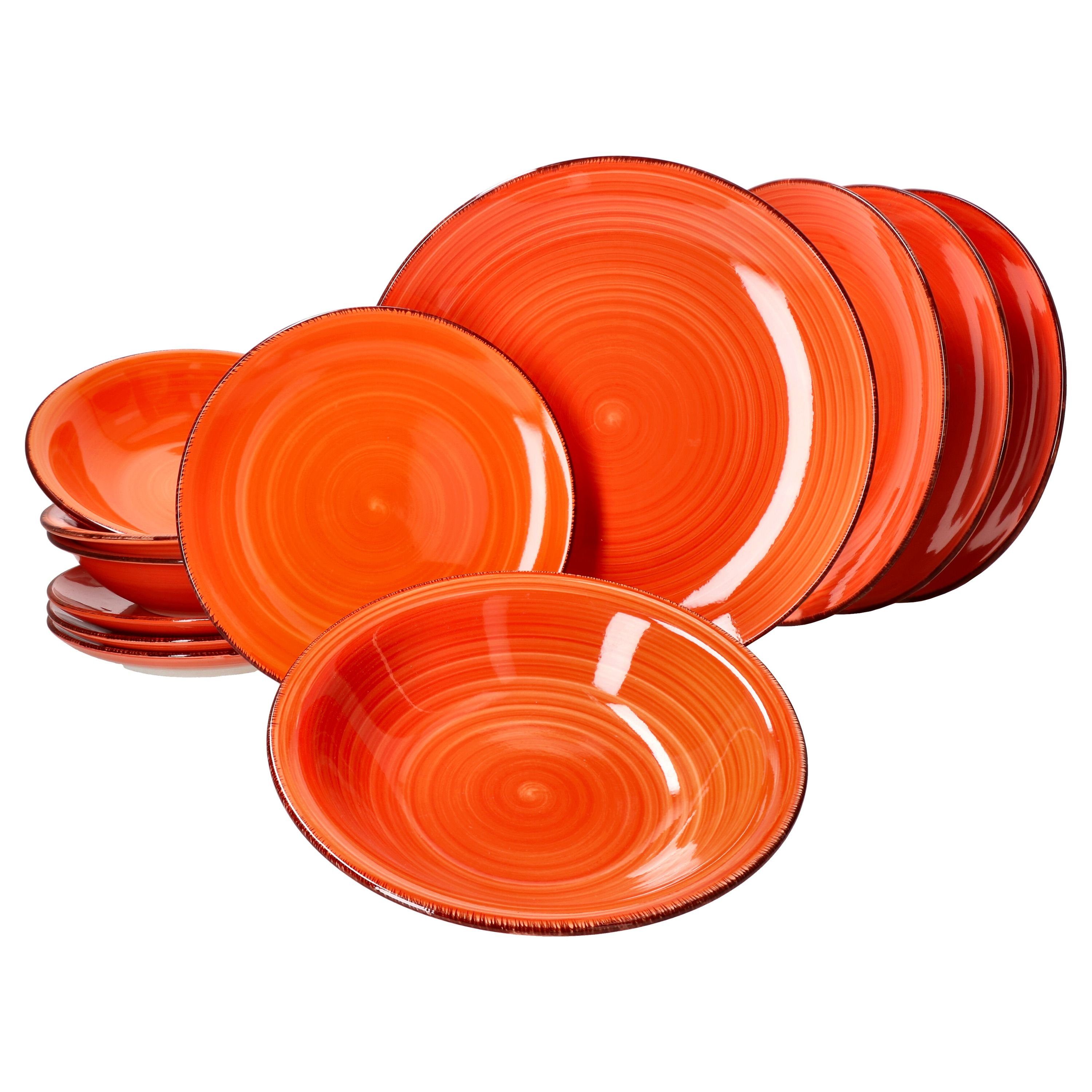 MamboCat Teller-Set MamboCat Uni Orange 12-tlg. Teller Set I 4 Personen Steingut-Geschirr