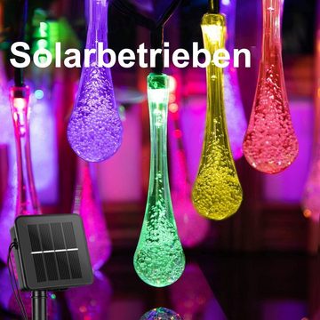 Oneid LED-Lichterkette Solar Outdoor String Lights, 5m 20 LED Teardrop Lights, 8 Modes