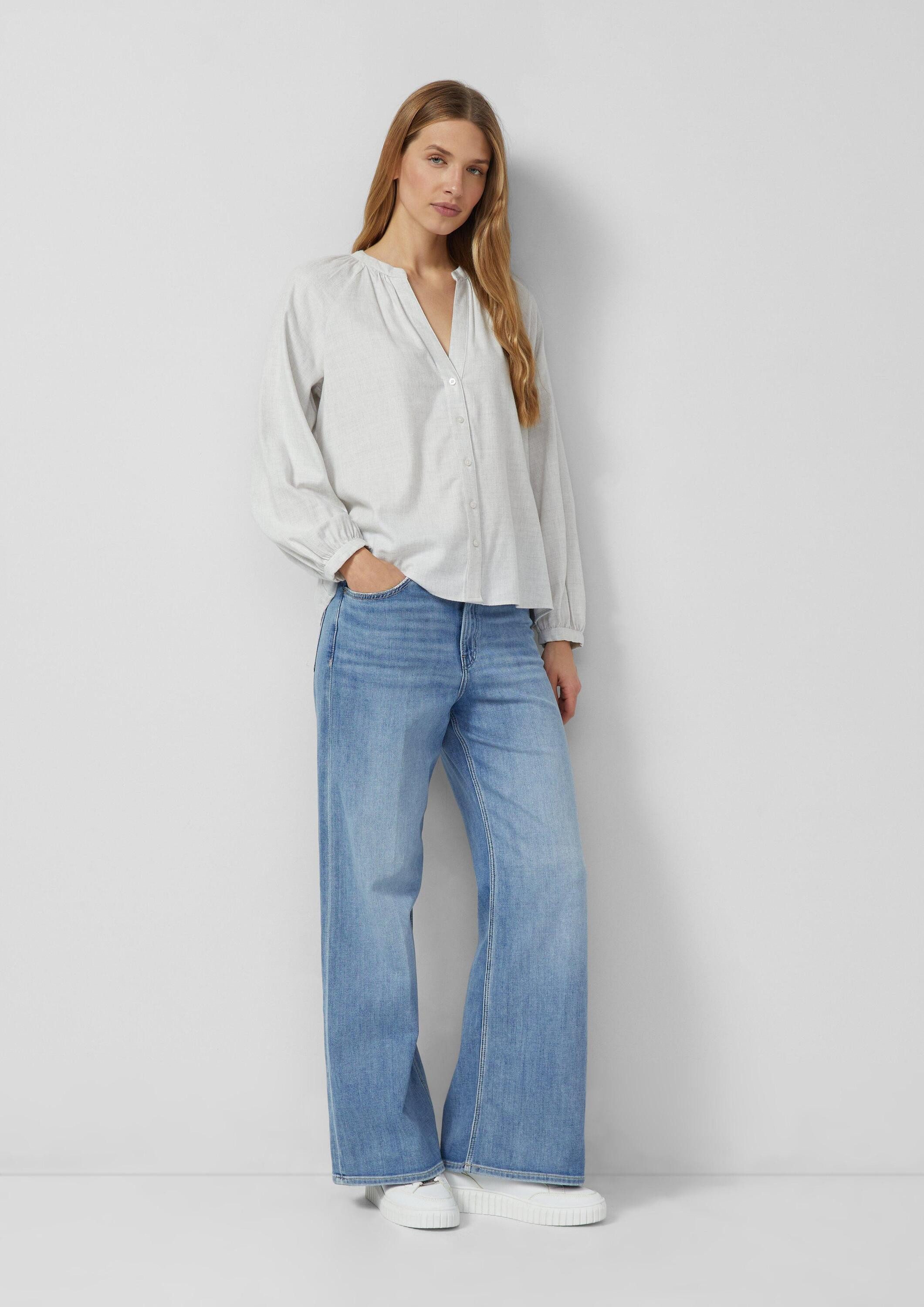 s.Oliver Langarmbluse Bluse Weiche Bluse im Relaxed Fit mit Knopfleiste