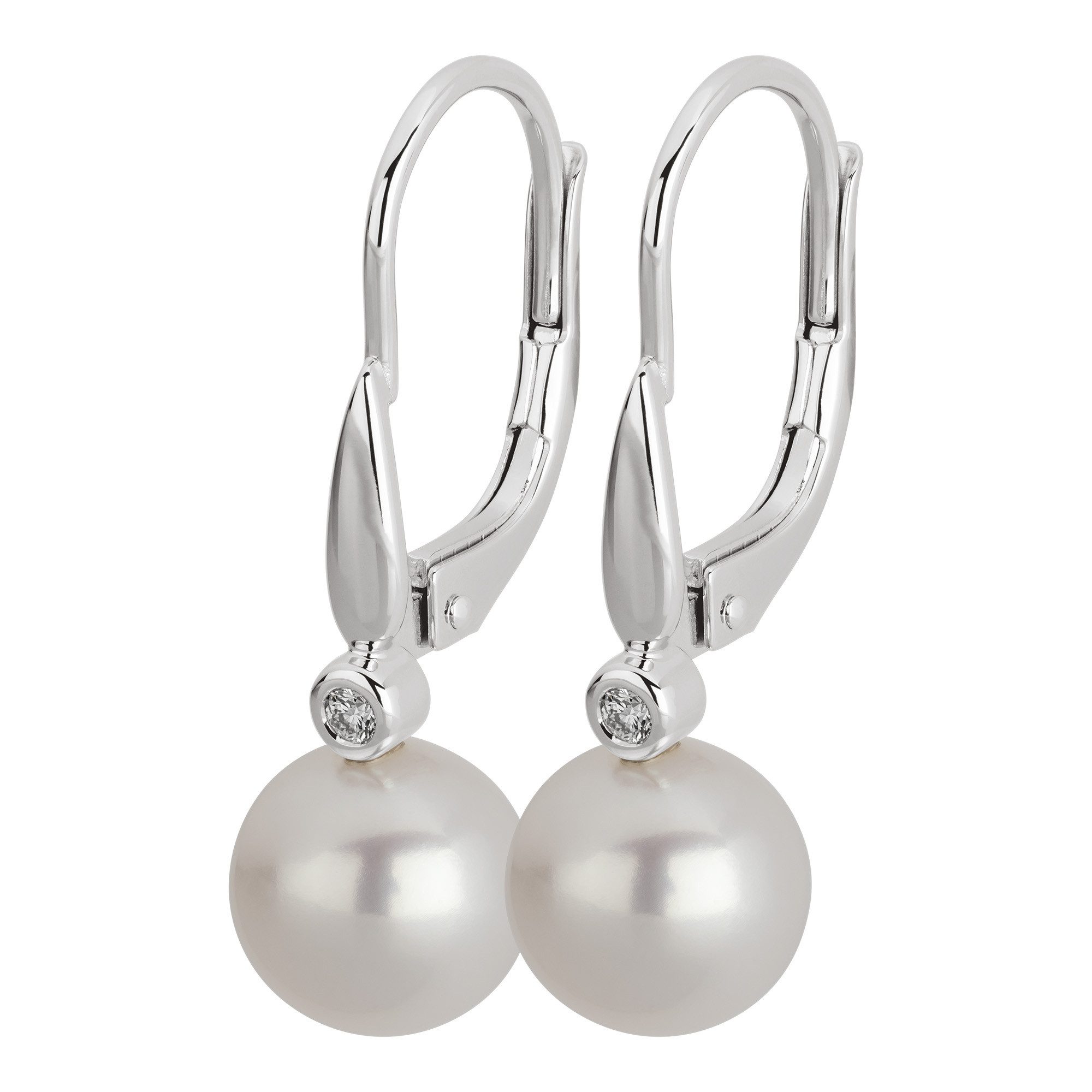 Orolino Paar Ohrhänger 585 Gold 2x Brillant 0,03ct. und Perle weiß 6,5-7mm günstig online kaufen