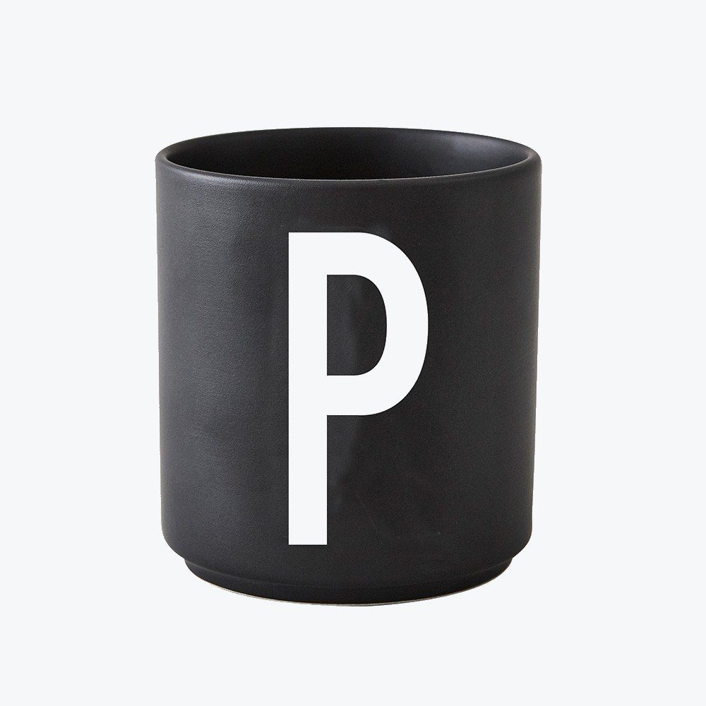 Design Letters Becher Porzellanbecher Schwarz P, Porzellan