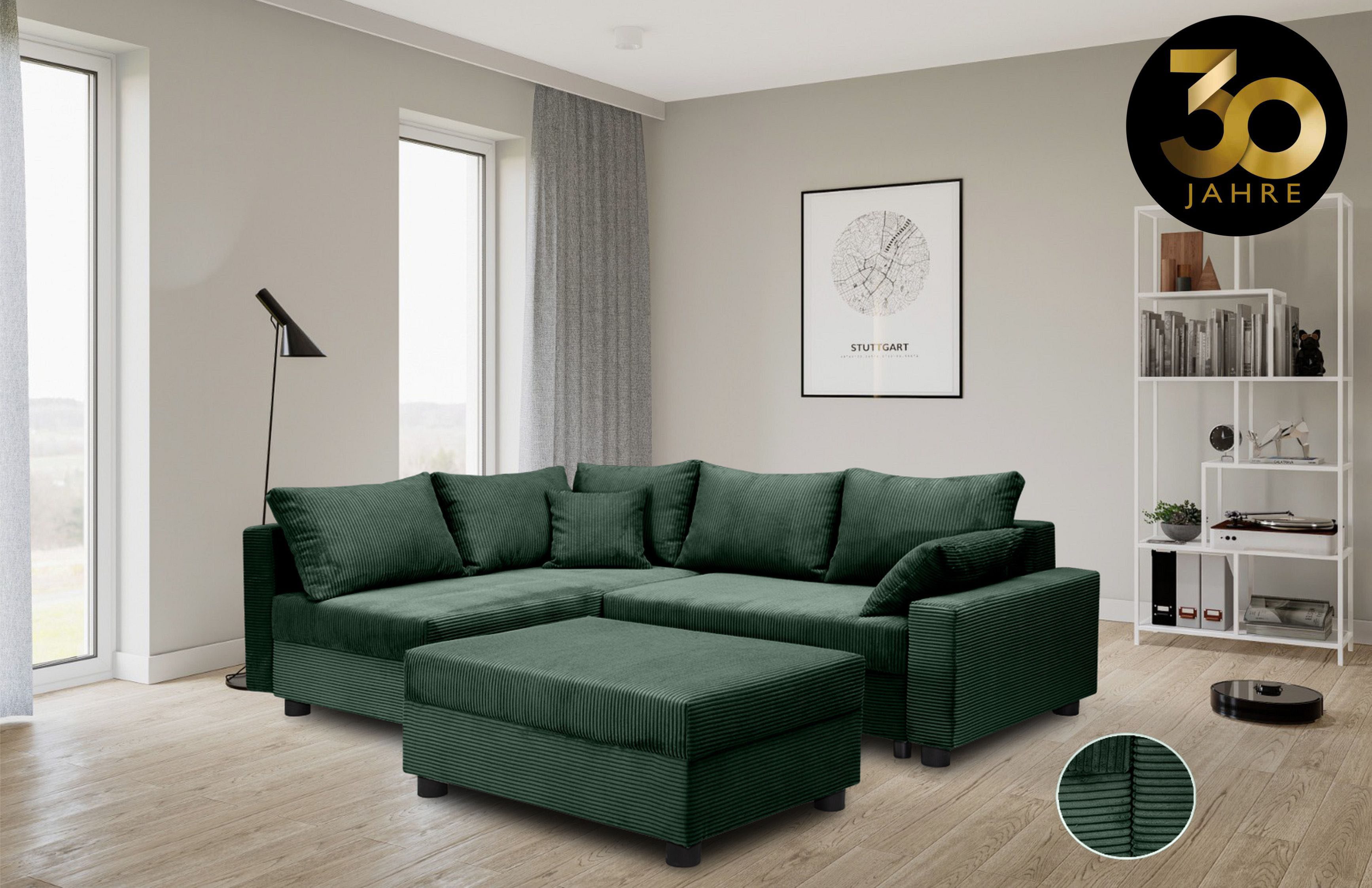 COLLECTION AB Ecksofa Parma L-Form, mit Schlaffunktion und Bettkasten, inklusive Kissen, Bonellfederkern