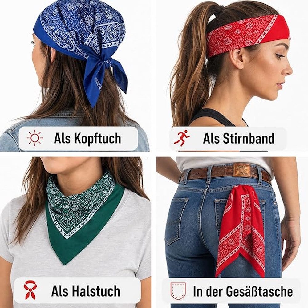 LK Trend & Style Nickituch Kopftuch Halstuch Bandana fürs Festival oder Oktoberfest, (Accessoire, lässig, Unisex, auf zum Fest passend gestylt, das modische Design bleibt im Trend), richtig gut für Line - Dance