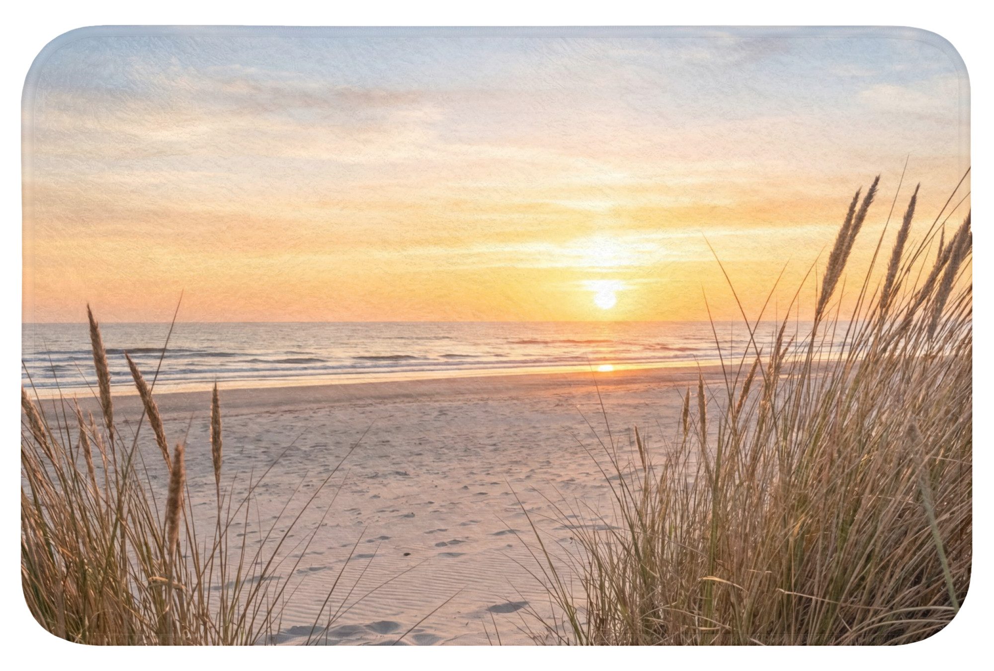 OnlyWow WC-Vorleger Sonnenuntergang - Dünen - Meer, Höhe 10 mm, Polyester, Rechteckig, WC Teppich, Toilettenvorleger, Toilettenteppich, Badematte 60x40 cm