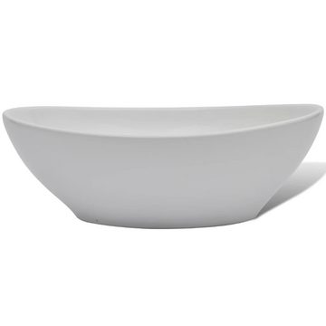 vidaXL Waschbecken Bad-Waschbecken mit Mischbatterie Keramik Oval Weiß