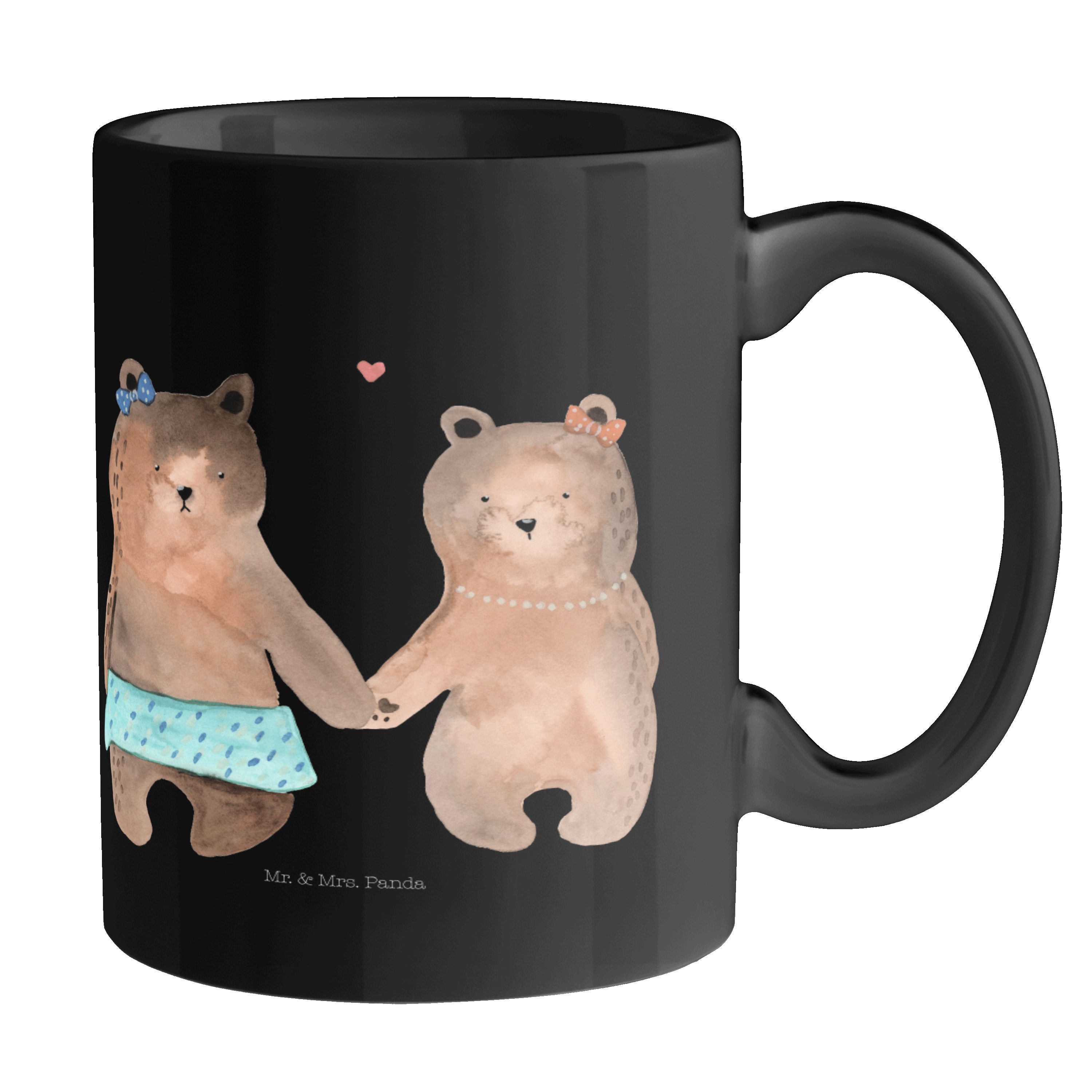 Mr. & Mrs. Panda Tasse Bär Freundin - Schwarz - Geschenk, Kaffeetasse, Becher, Teebecher, Bä, Keramik Schwarz