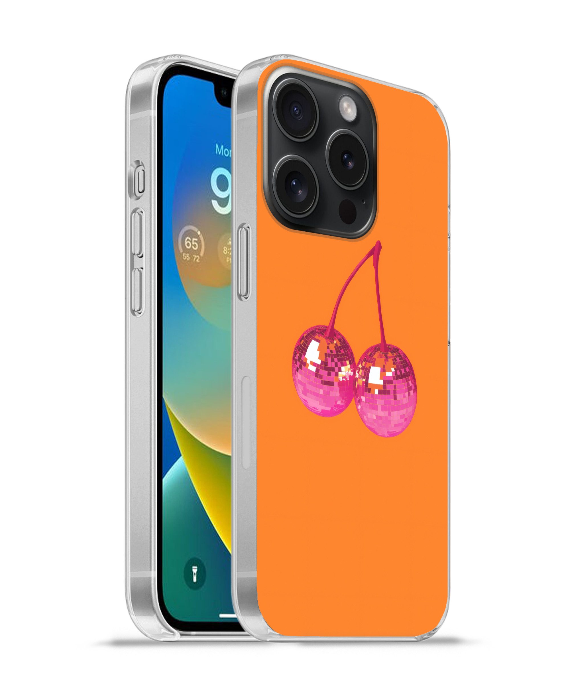 MuchoWow Handyhülle für Apple iPhone 15 Pro Discokugeln - Kirsche - Spiegel - Rosa, Smartphone-Bumper, Print, Handy Schutzhülle Dünn