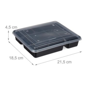 relaxdays Lunchbox 10er Set Meal Prep Boxen 4 Fächer, Kunststoff