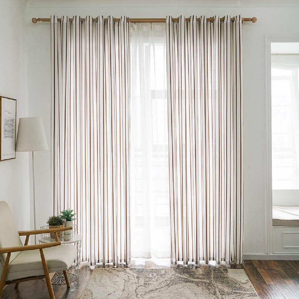 BYSURE Gardine (1 St), Ösen, halbtransparent, Gestreifte Vorhänge Landhauss günstig online kaufen
