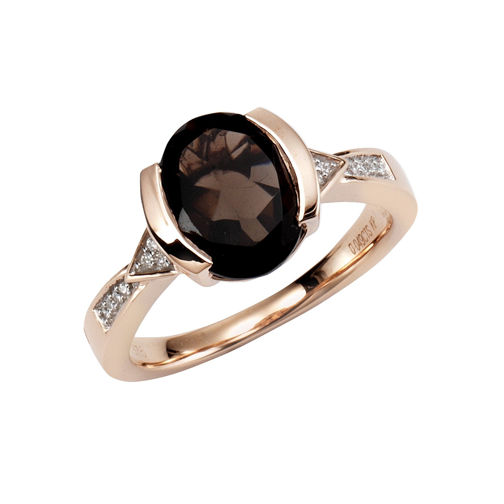 Diamonds by Ellen K. Fingerring 375/- Gold Rauchquarz mit Diamant 0,04ct.