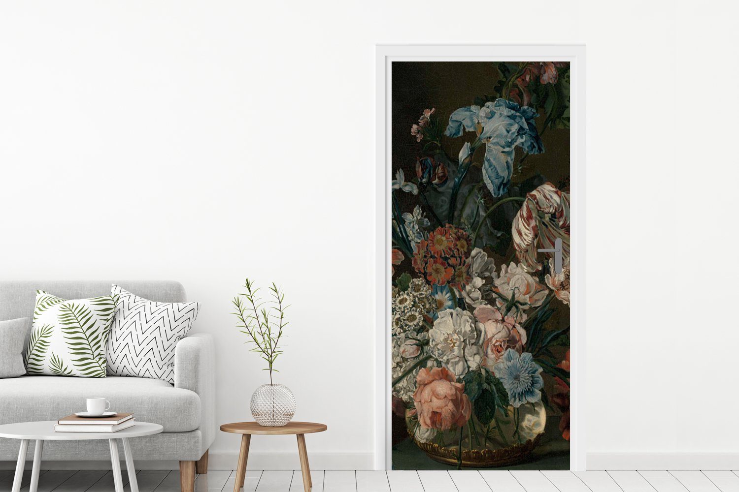 MuchoWow Cornelia Fototapete van St), cm Türaufkleber, Blumen Gemälde 75x205 (1 bedruckt, mit Matt, von Türtapete Stilleben Tür, Mijn, - für der