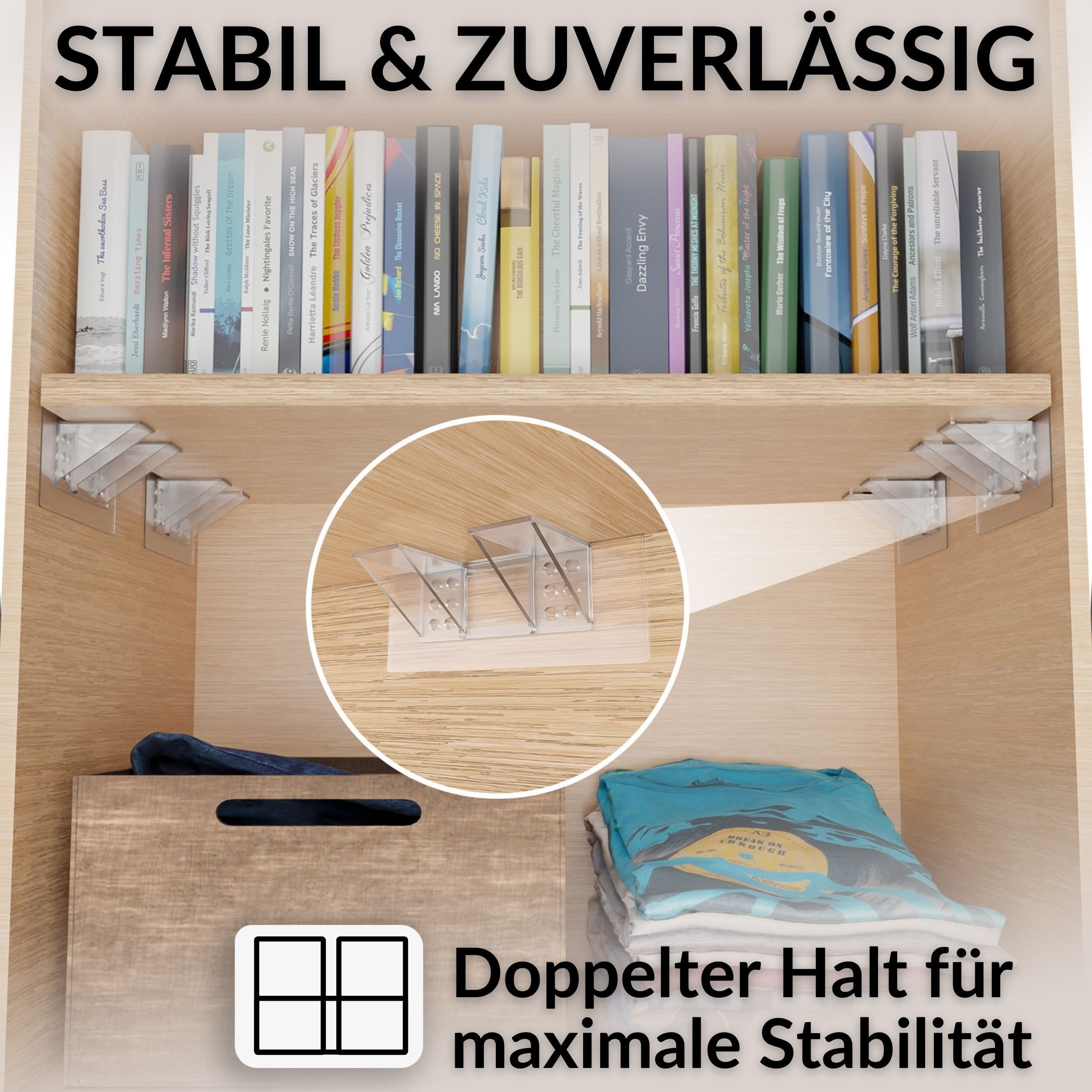 DEKAZIA Wandregalhalter ohne Bohren, Regalbodenhalter selbstklebend, Träger für Regalböden, versch. Größen & Lasten, 4er, 10er, 16er Set 10-tlg., Regalbodenträg – Bild 3 von 5