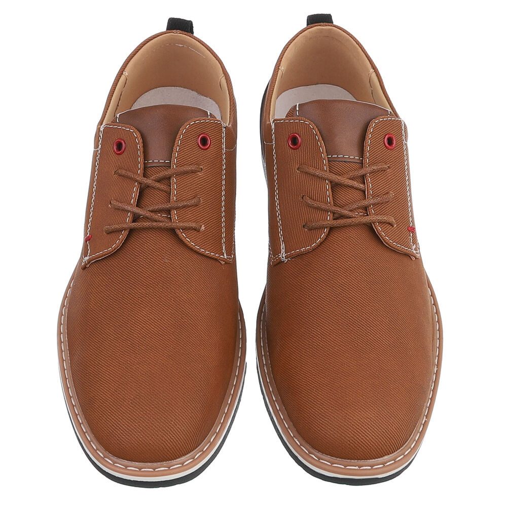 Coolwalk Herrenschnürschuh aus Textil mit Kontrastdetails Schnürschuh (91917737) Blockabsatz Schnürer in Camel – Bild 4 von 5