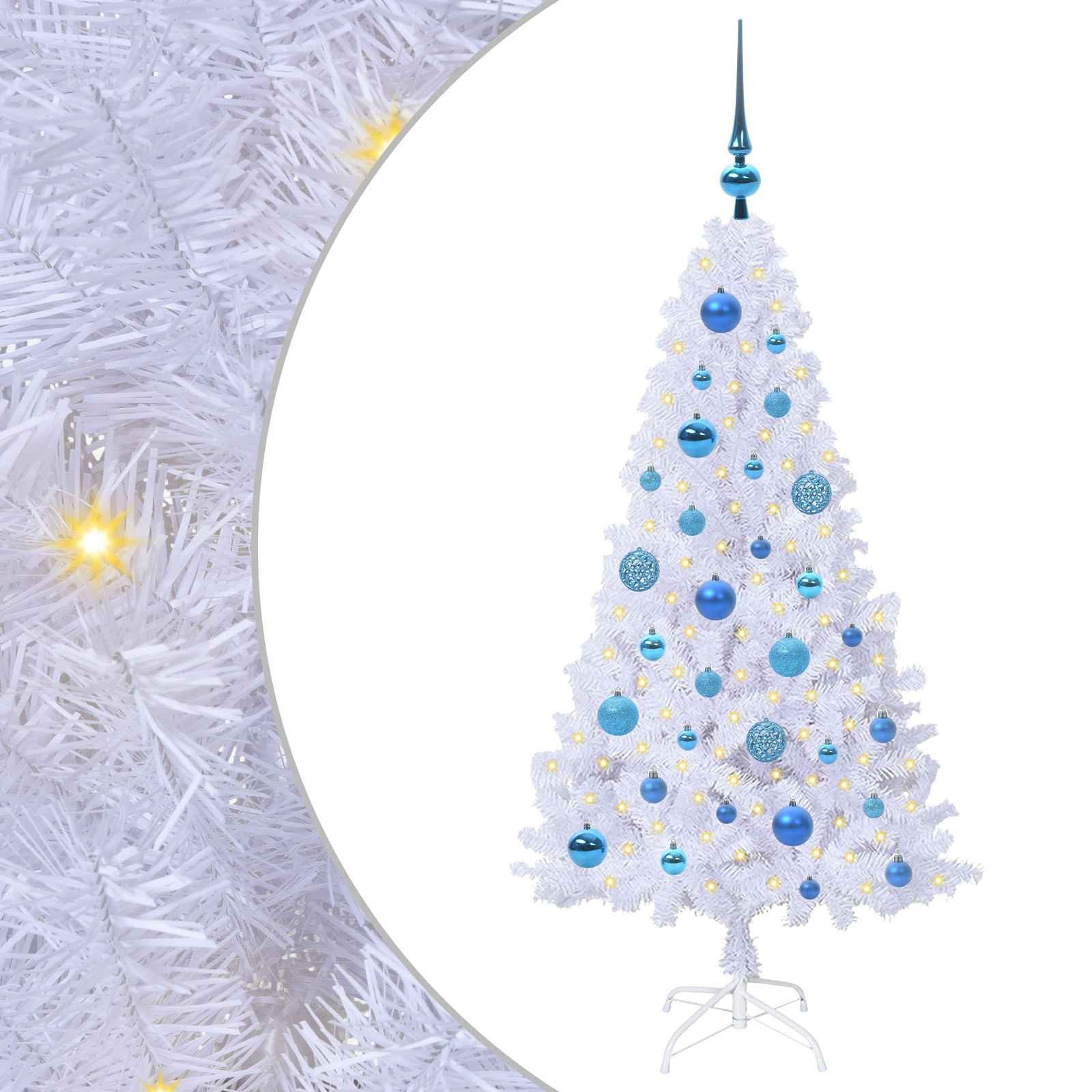 vidaXL Künstlicher Weihnachtsbaum Künstlicher Weihnachtsbaum Weiß 120 cm PVC und Stahl