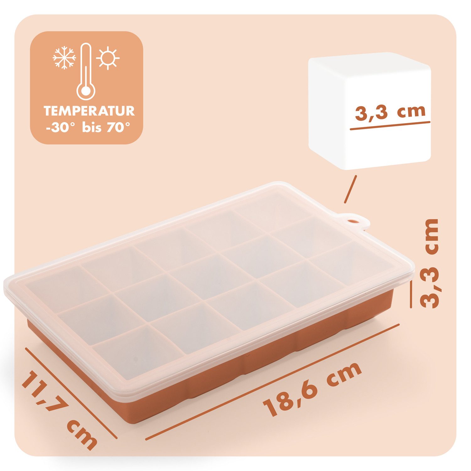 Blumtal Eiswürfelform Silikon Eiswürfelform mit Deckel - bpa frei & leichtes herauslösen, (2-tlg)