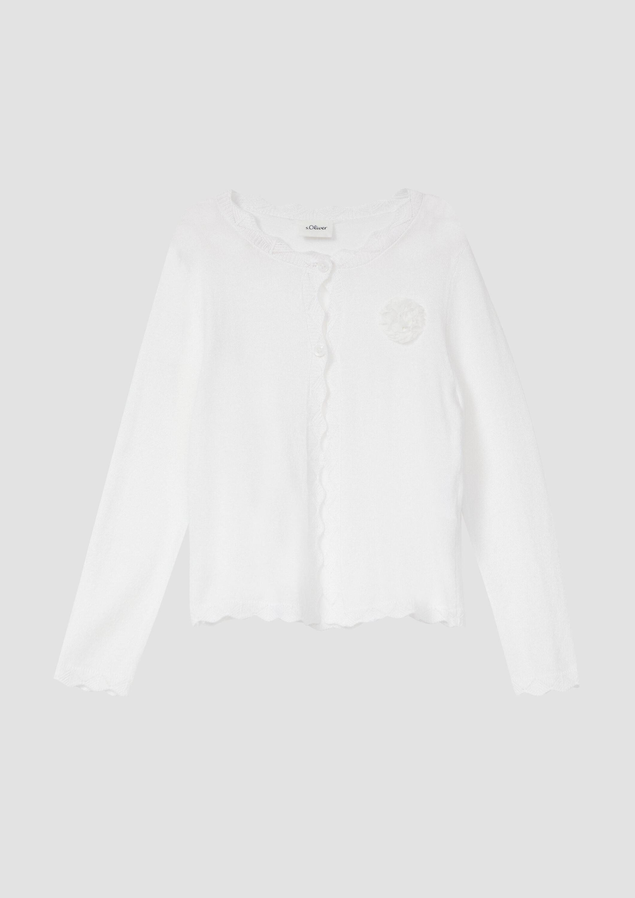 s.Oliver Cardigan Strickjacke Feinstrickjacke mit Zierkante und Applikation