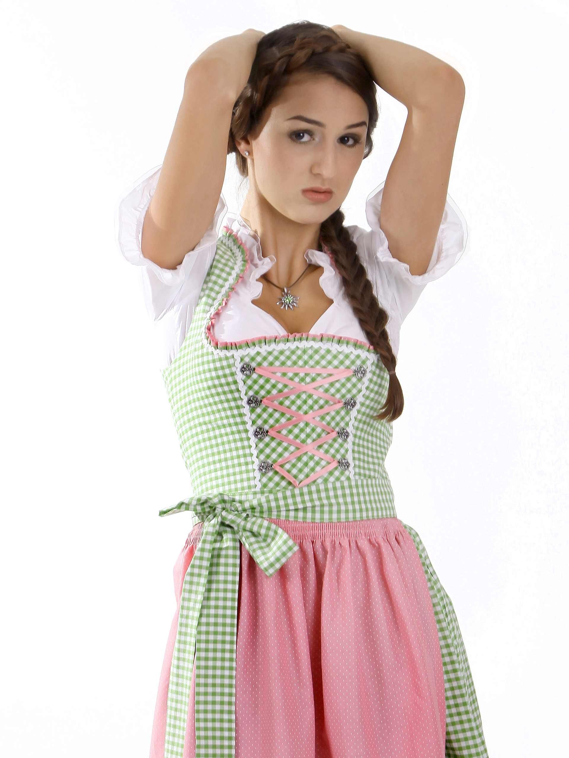 Almbock Dirndl Mini Dirndl Lucie (2-tlg) grün-pink (exclusive) günstig online kaufen