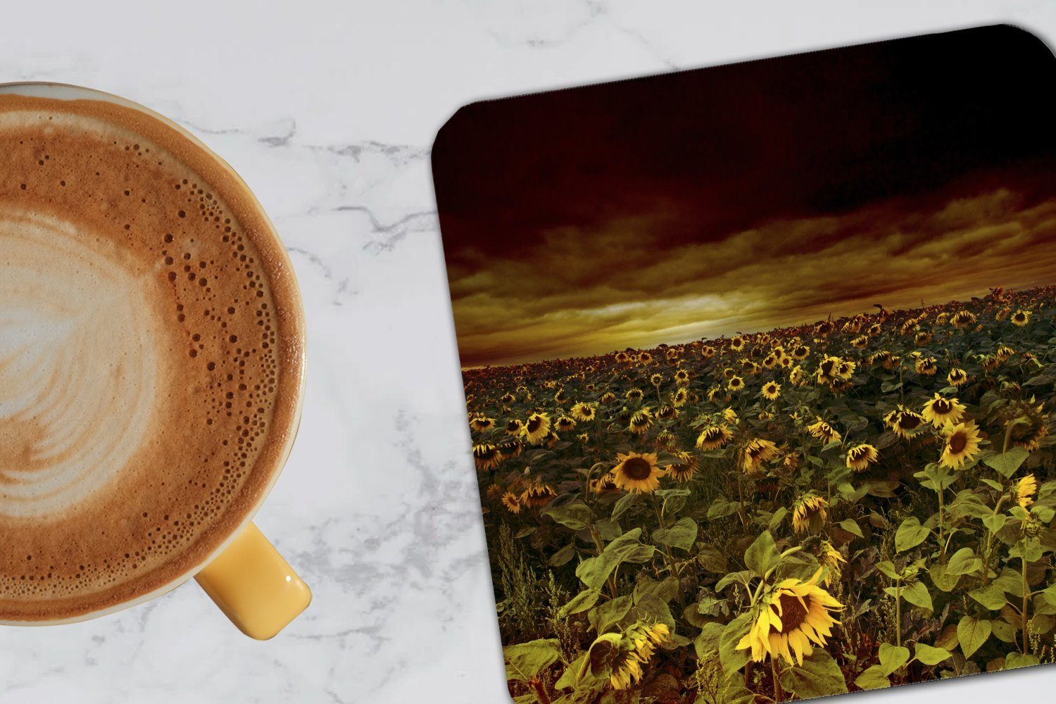 Korkuntersetzer, zwischen Tischuntersetzer, 6-tlg., Wolken, MuchoWow Glasuntersetzer für Gläser, Zubehör dunklen Untersetzer, Tasse Glasuntersetzer, Sonnenblumen