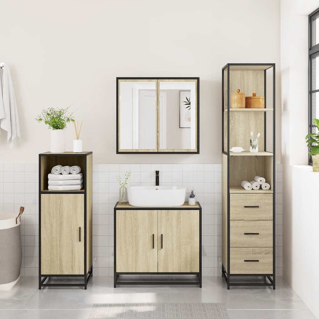 vidaXL Badezimmer-Set Badschrank Sonoma-Eiche 35x37,5x166 cm günstig online kaufen