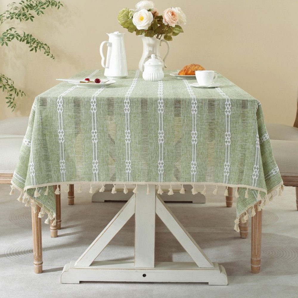 TUWENA Tischdecke Böhmische Tischdecke, Baumwolle Leinen Quaste Tischtuch abwaschbar
