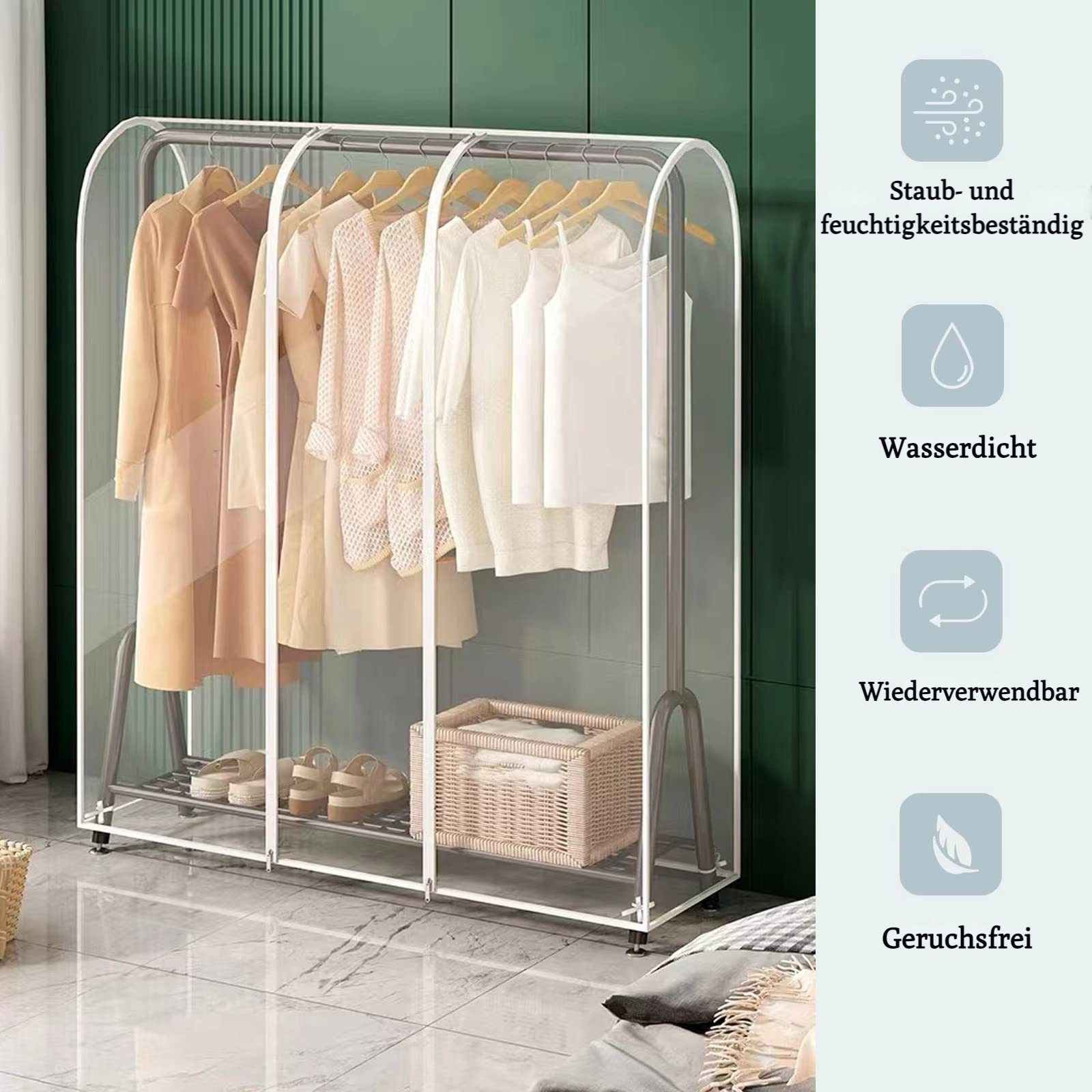 QUBEBU Kleiderständer Transparente Kleiderständer-Abdeckung, Abdeckung Klei günstig online kaufen