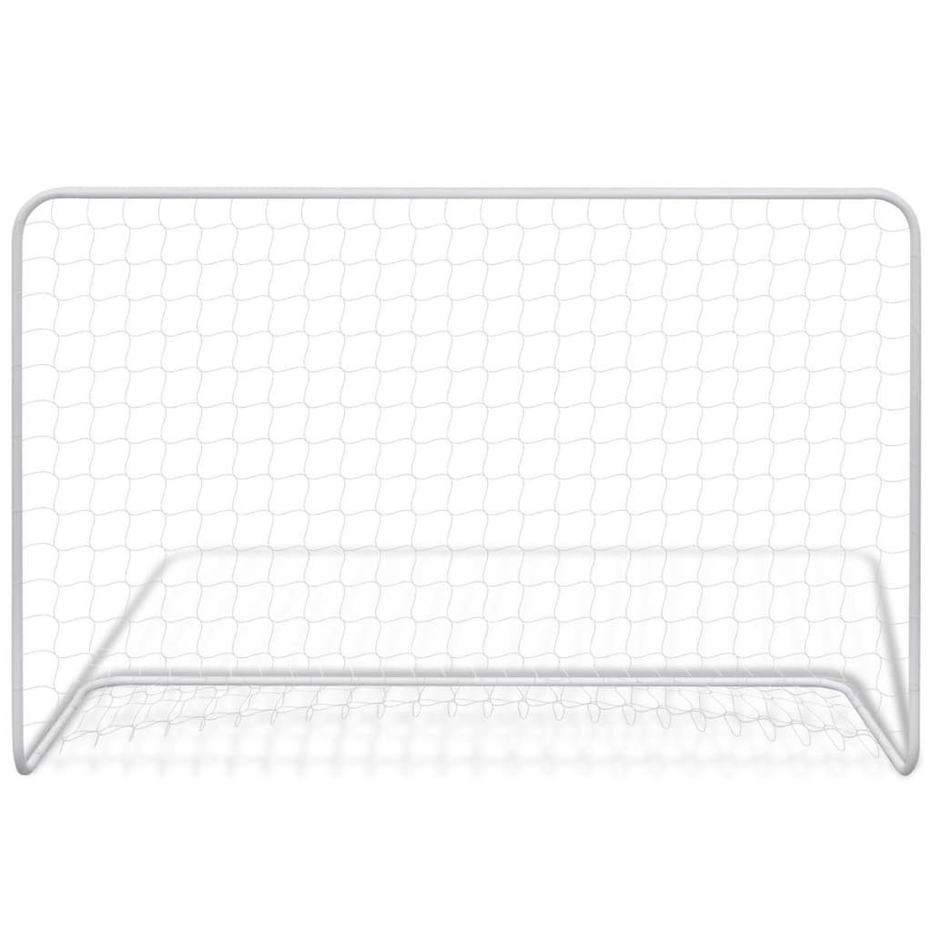vidaXL Fußballtor Fußballtor mit Netz 182×61×122 cm Stahl Weiß (1 St)