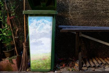 MuchoWow Wandsticker Aquarell - Blumen - Landschaft (1 St), Mülleimer-aufkleber, Mülltonne, Sticker, Container, Abfalbehälter