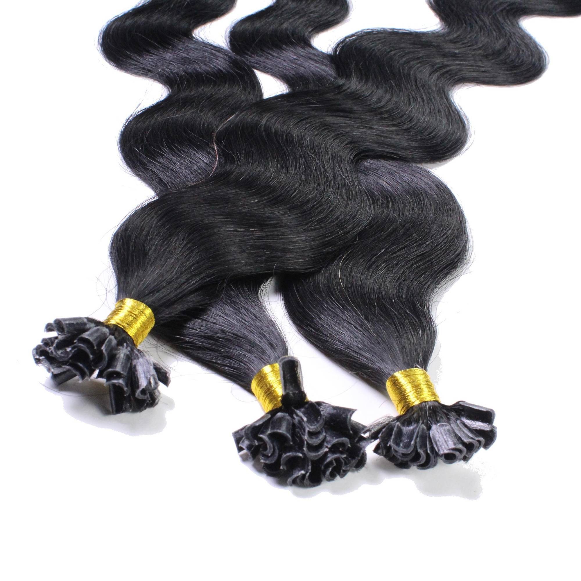 hair2heart Echthaar-Extension Bonding Schwarz 0.5g gewellt Extensions #2/0 40cm