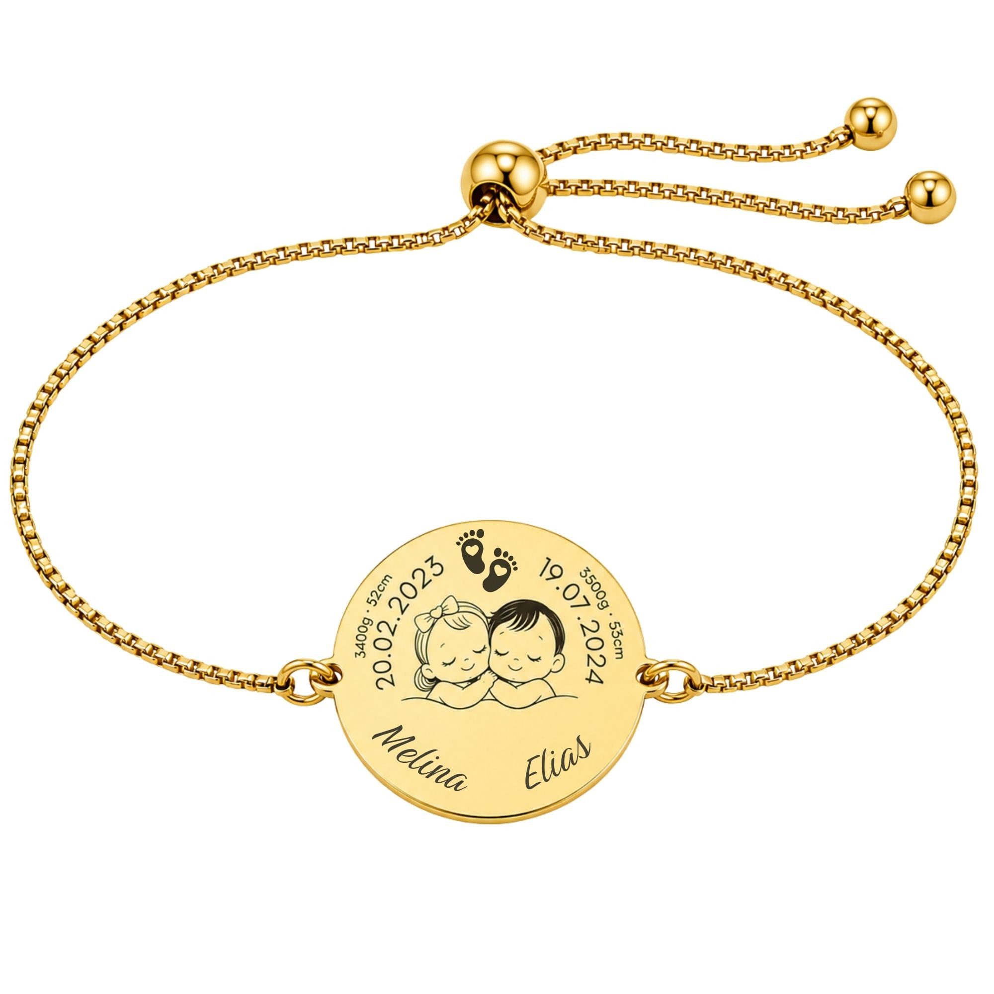 BS Schmuckdesign Armband mit Gravur Personalisiertes Armband mit Gravur Familienarmband für Mama und Papa (1-tlg., personalisiert)
