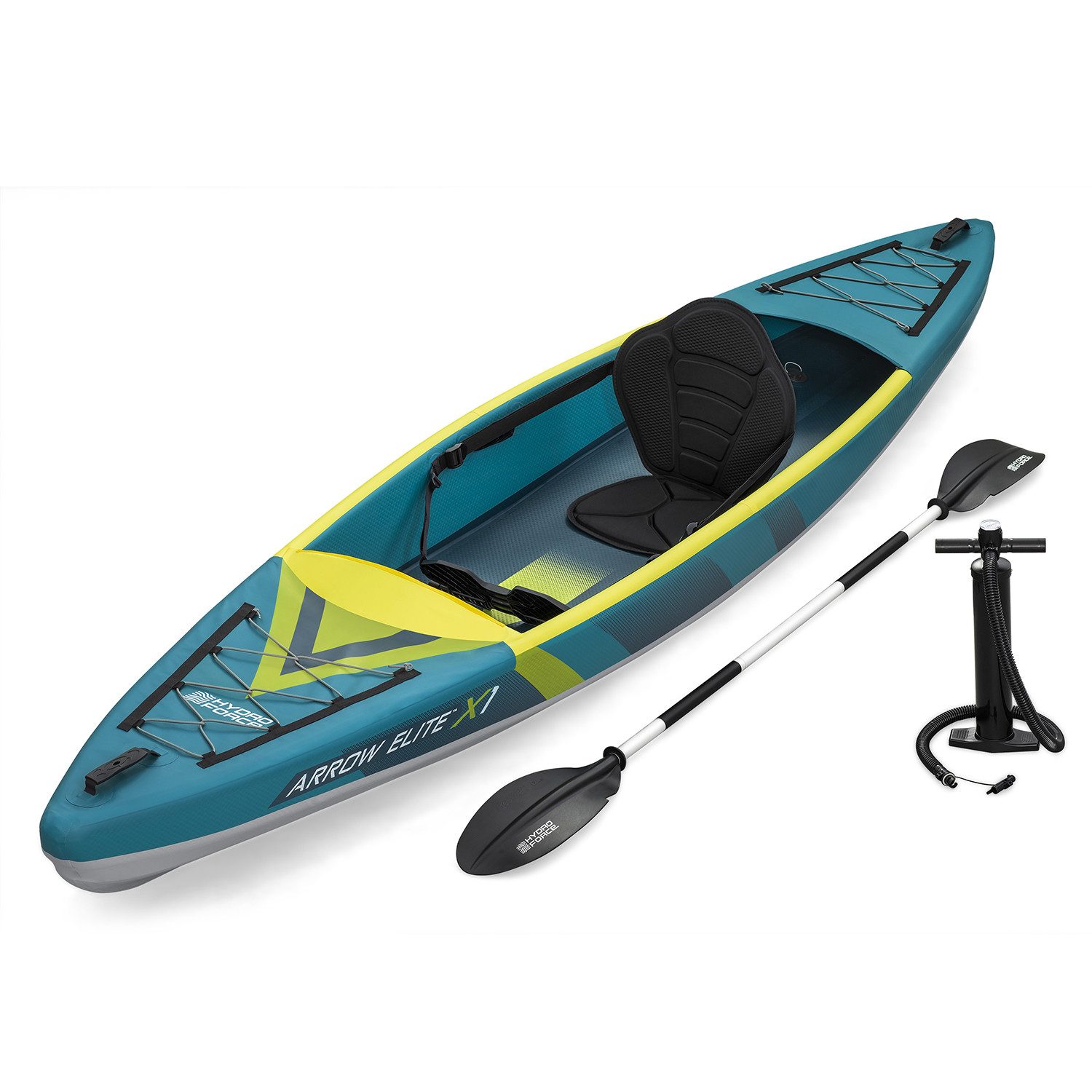 Bestway Einerkajak Hydro Force Arrow Elite™ X1, (Packung, 1-St., 365 x 73 x 30 cm), Inkl. Paddle, Handpumpe, Transportrucksack und Reparatur-Set