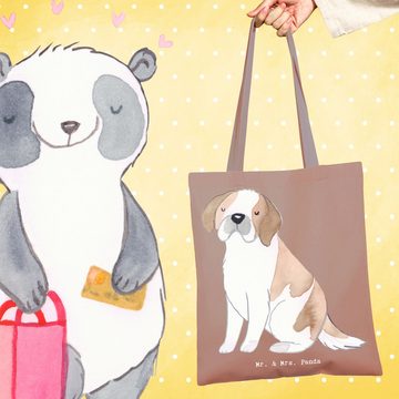 Mr. & Mrs. Panda Tragetasche Saint Bernard Lebensretter - Braun Pastell - Geschenk, Beuteltasche, (1-tlg), Cross Stitching Griffe