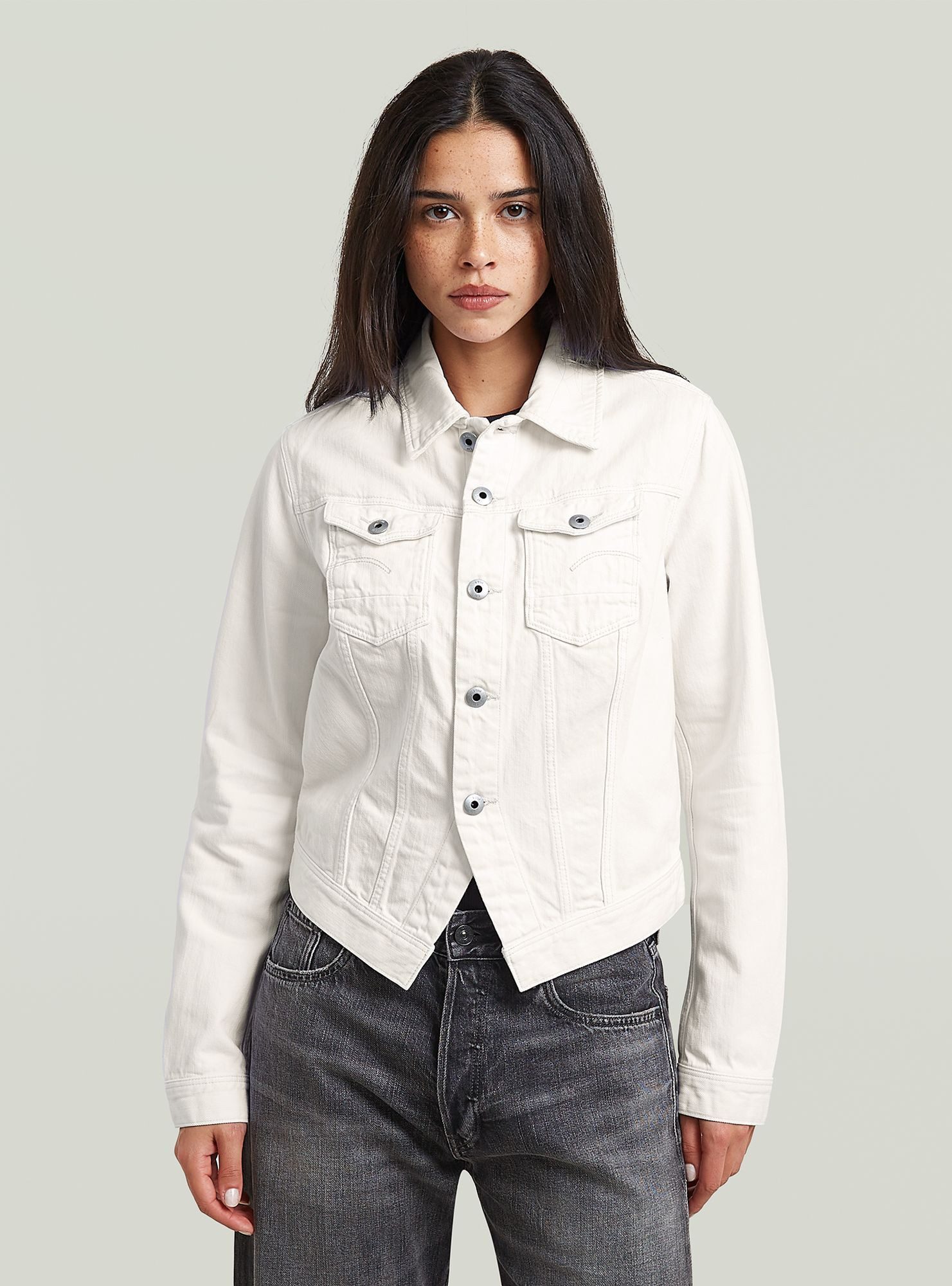 Jeansjacke Pitched Hem Slim Jacke