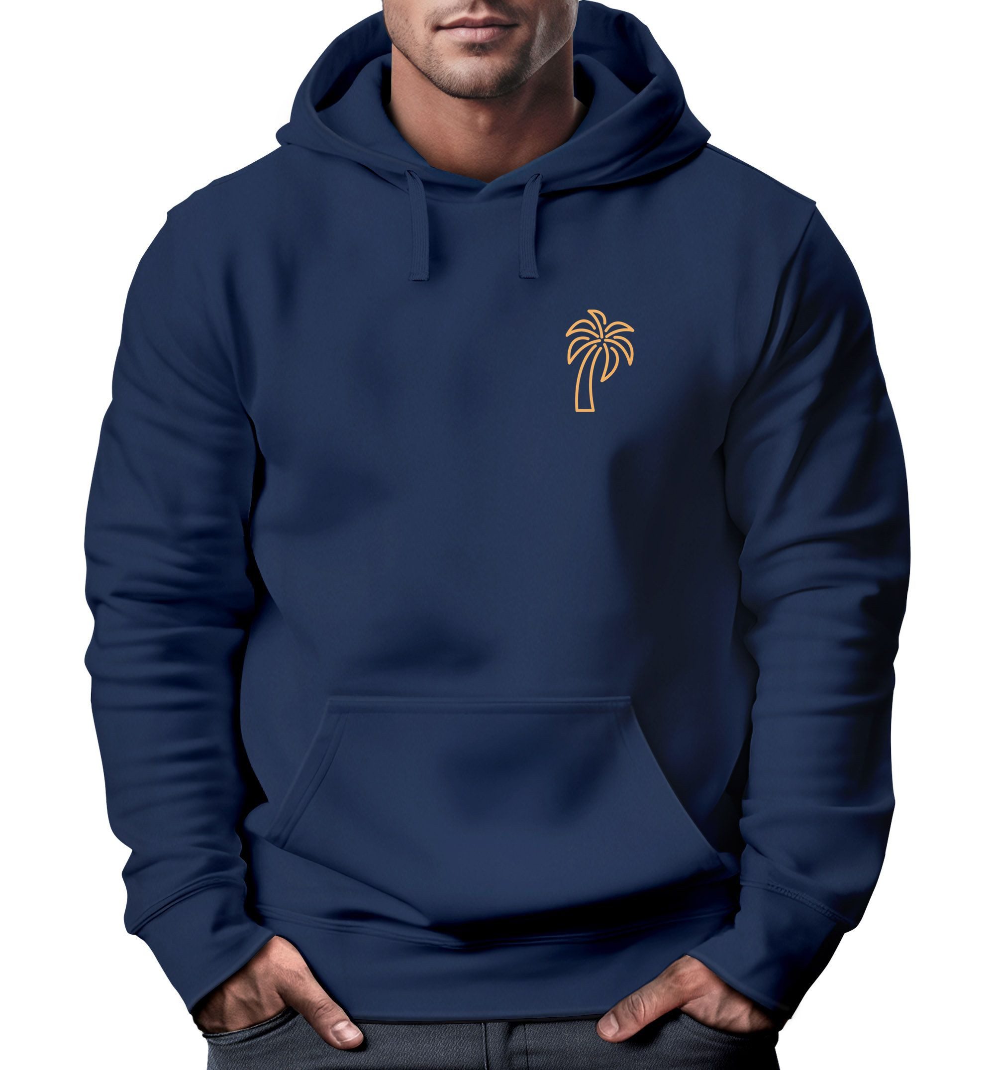 Neverless Hoodie Hoodie Herren Palme Logo Print Sommer Badge Emblem Minimal Line Art