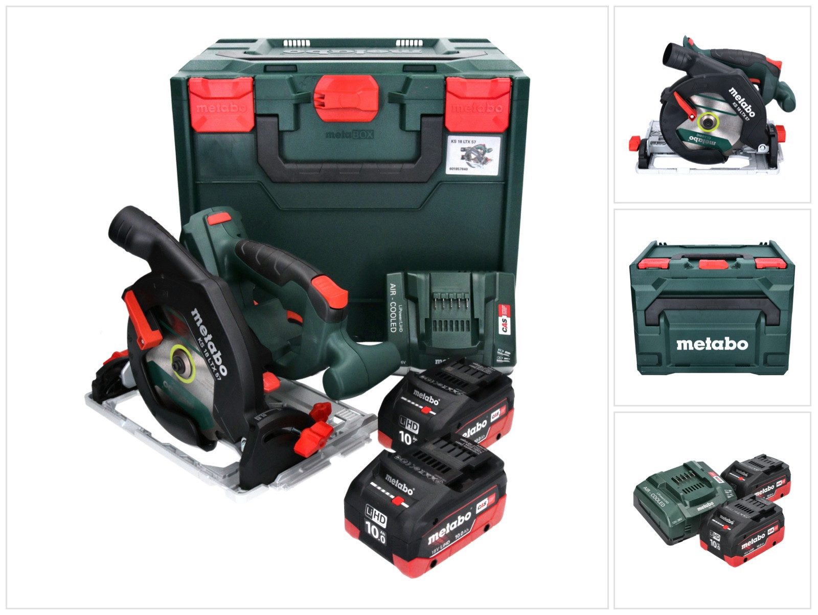 metabo Akku-Handkreissäge KS 18 LTX 57 18 V 165 mm + 2x Akku 10,0 Ah + Ladegerät + metaBOX