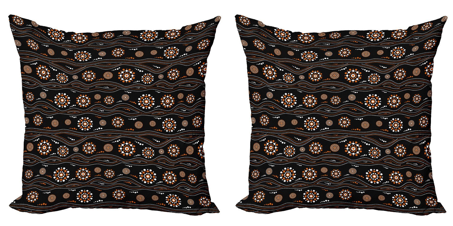Doppelseitiger Abakuhaus Modern und (2 Aboriginal Accent Kissenbezüge Wellen Stück), Abstrakt Dots Digitaldruck,