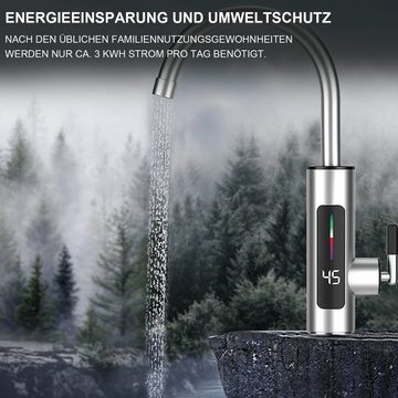 MAGICSHE Durchlauferhitzer LED Elektrischer Wasserhahn mit Durchlauferhitzer Küche, 360°drehbarer, max. 60,00 °C