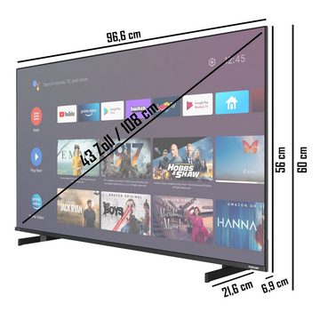 Toshiba 43UA5D63DGY LCD-LED Fernseher (108 cm/43 Zoll, 4K Ultra HD, Android TV, Smart TV, Triple Tuner, HDR Dolby Vision, Sound by Onkyo, PVR-ready)