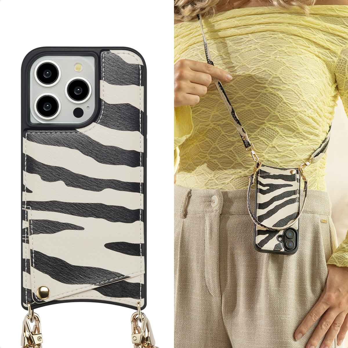 Selencia Case zum Umhängen Selencia Nova HandyHülle mit Kordel und Kartenhalter Apple iPhone 14 P