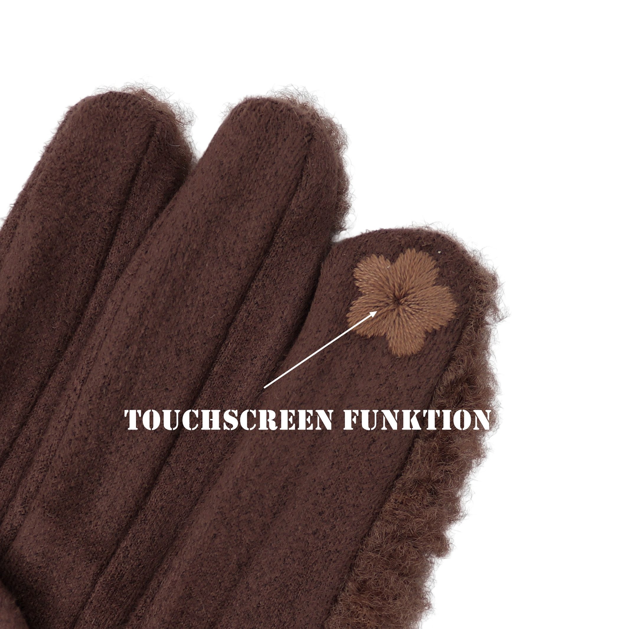 MIRROSI Fleecehandschuhe Damen Handschuhe aus Teddyfell, Warm und Kuschelig (Einheitsgröße) Touchscreen, leicht gefüttert ideal für Herbst, Winter