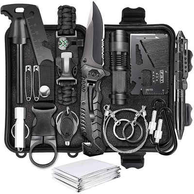 BEARSU Multitool »Survival Kit 15 in 1, Außen Notfall Survival Kit mit Messer/ Taktische Taschenlampe für Camping/ Bushcraft/ Wandern/ Jagden/ Outdoor Abenteuer«, (15 St)