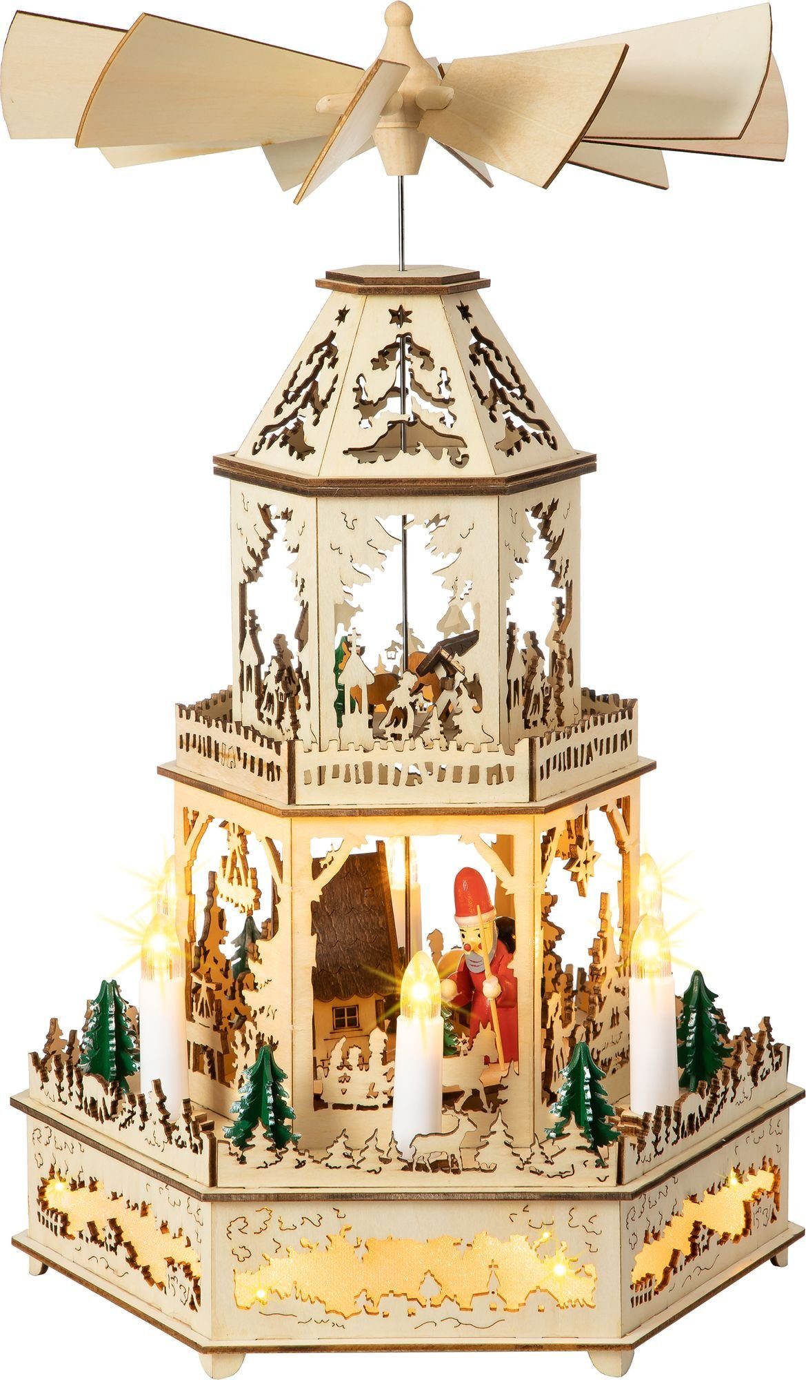Weihnachtspyramide P36 WINTERLANDSCHAFT XL Motor und elektrischer Beleuchtung H:44cm