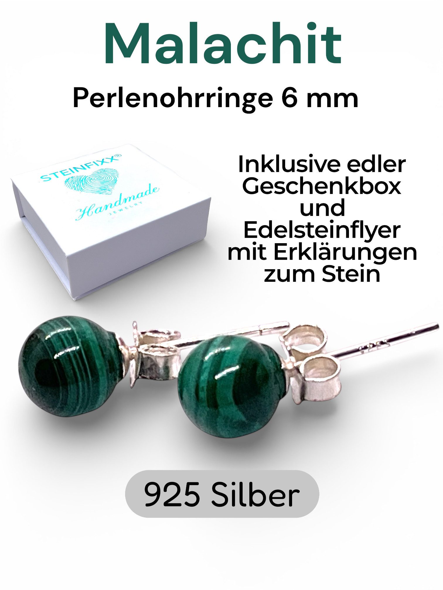 Steinfixx® Paar Ohrstecker 925 Silber Edelstein Perlen Ohrringe - Handmade (zeitlose Eleganz immer dabei, 1-tlg., verschiedene Varianten), incl. Geschenkbox
