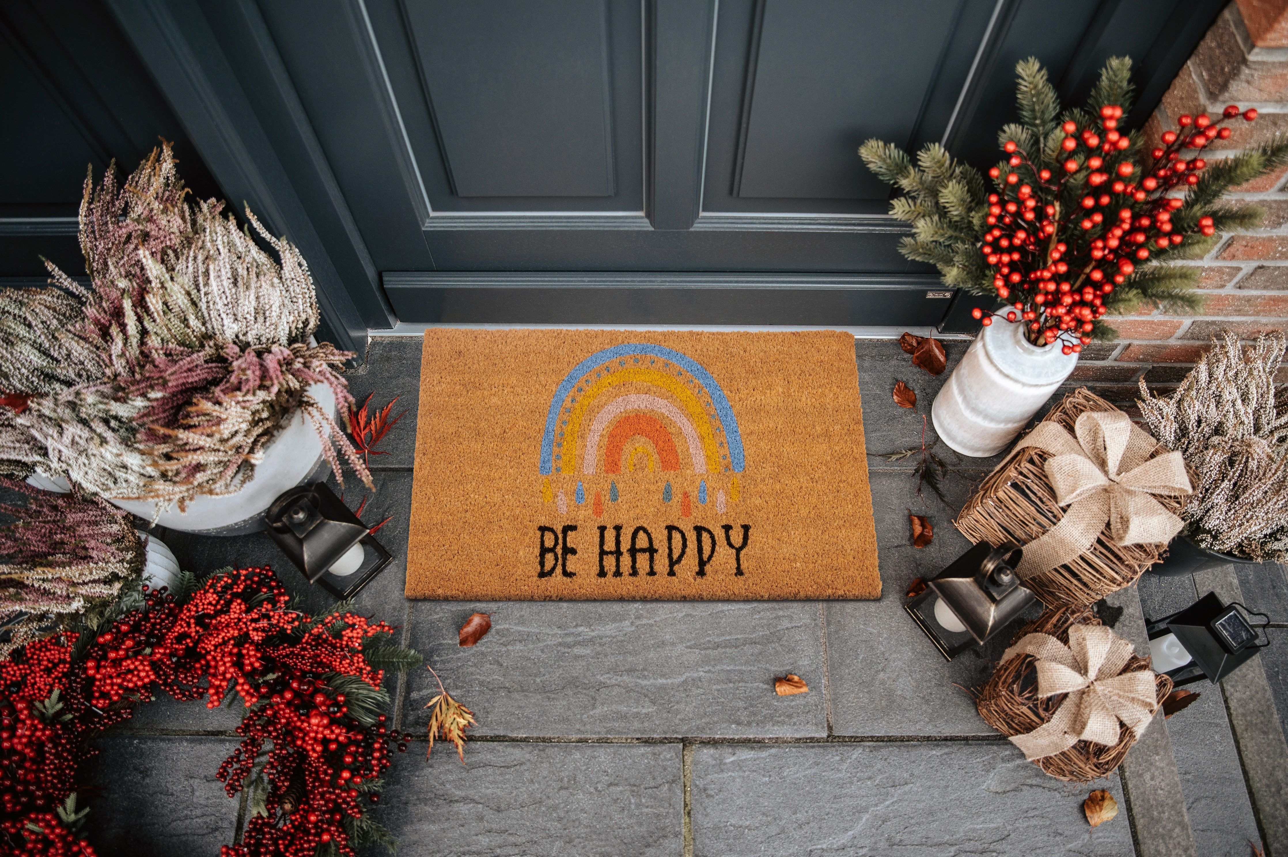 HANSE Home Fußmatte Kokos Be Happy, Türmatte, rechteckig, Höhe: 15 mm, Schmutzfangmatte, Rutschfest, Outdoor, Innen, Außen, Kokosmatte, Flur – Bild 2 von 5
