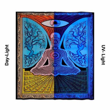 Wandteppich Tagesdecke Wandbehang Deko Yoga Meditation UV Aktiv ca 200x235cm, KUNST UND MAGIE